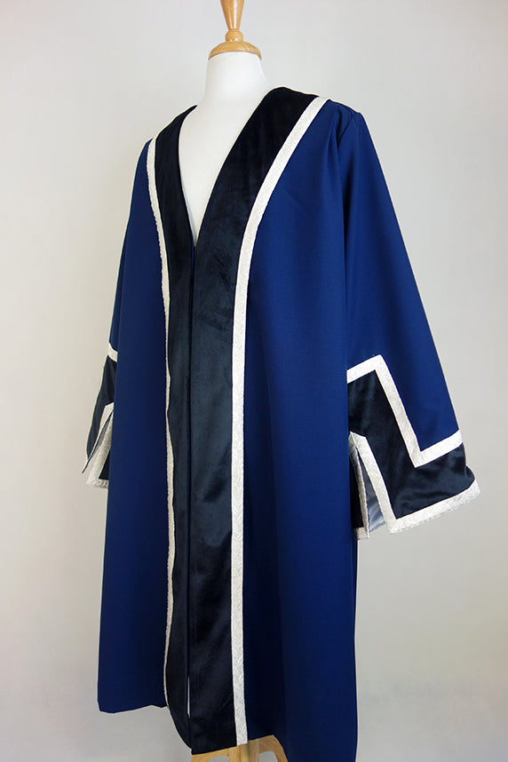 Traditional Style Mayoral Robe, Navy, Silver & Black Velvet