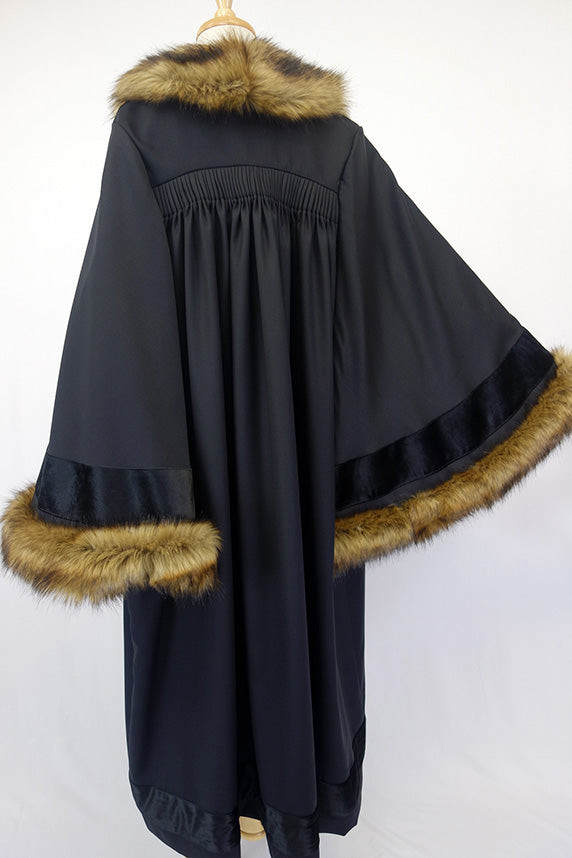 Velvet and Faux Fur Mayoral Robe, Black Velvet on Black Base