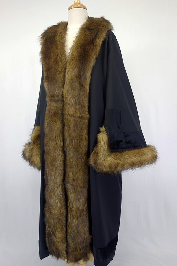 Velvet and Faux Fur Mayoral Robe, Black Velvet on Black Base